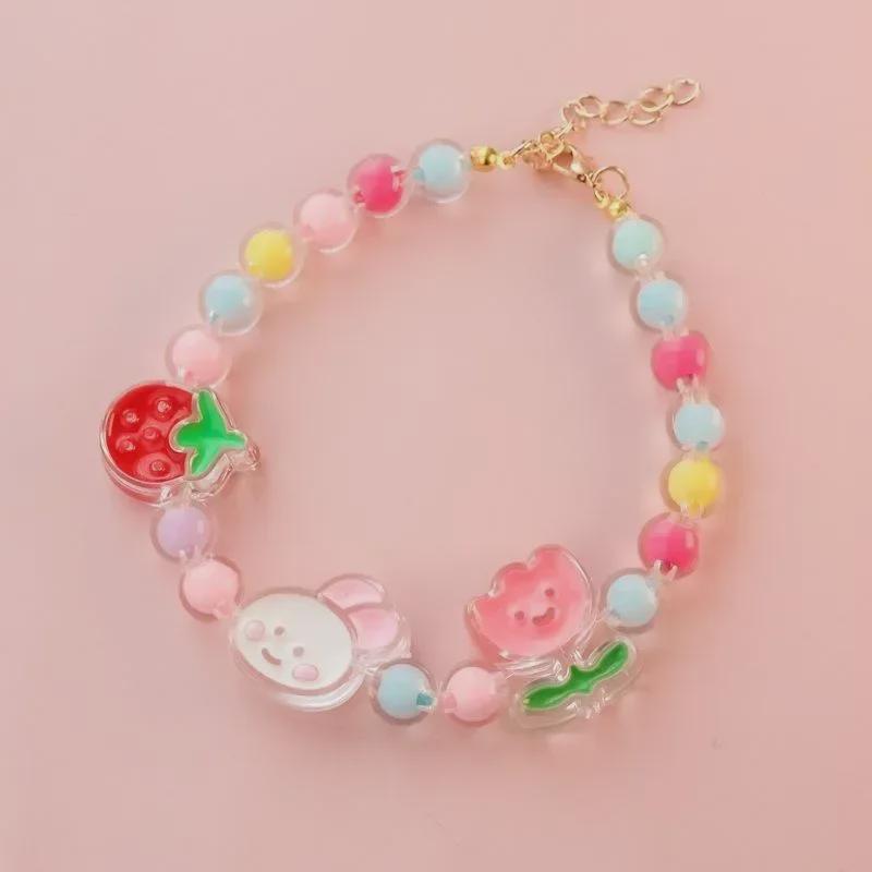 New Pet Collar Little Cat Dog Bell Pearl Necklace Strawberry Little Rabbit Bear Spring Flower Pet Assessories 5