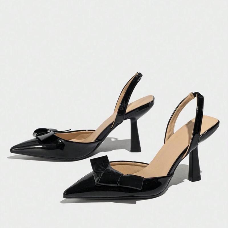 Women's Pointed Toe High Heels With Bow Decoration, Ankle Straps And Peep Toe Design, Fashionable Brown Pu Stiletto Shoes For Spring And Summer Parties 3