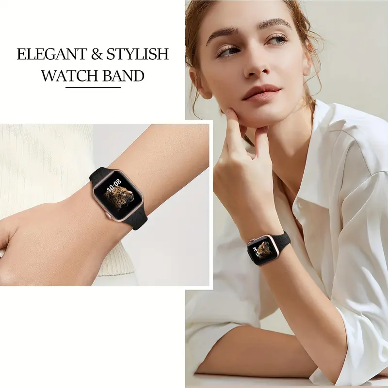 4-Pack Leopard Engraved Stainless Steel Bands Compatible with Apple Watch 38mm 40mm 41mm 42mm 44mm 45mm for Women, Sport IWatch Series Wearable 6