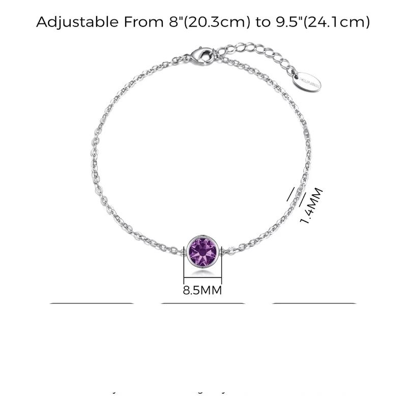 Product Introduction of Women's Purple Crystal Anklet Created with Zircondia Crystals by Philip Jone , Fashionable Body Jewelry for Women & Girls, 2024 Summer Trendy Accessories for Party, Daily Clothing Decor, Trendy All-match & Exquisite Jewelry for Birthday Gift 0