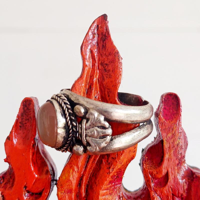 Nepalese Smoky Quartz Single Stone White Metal Ring 1