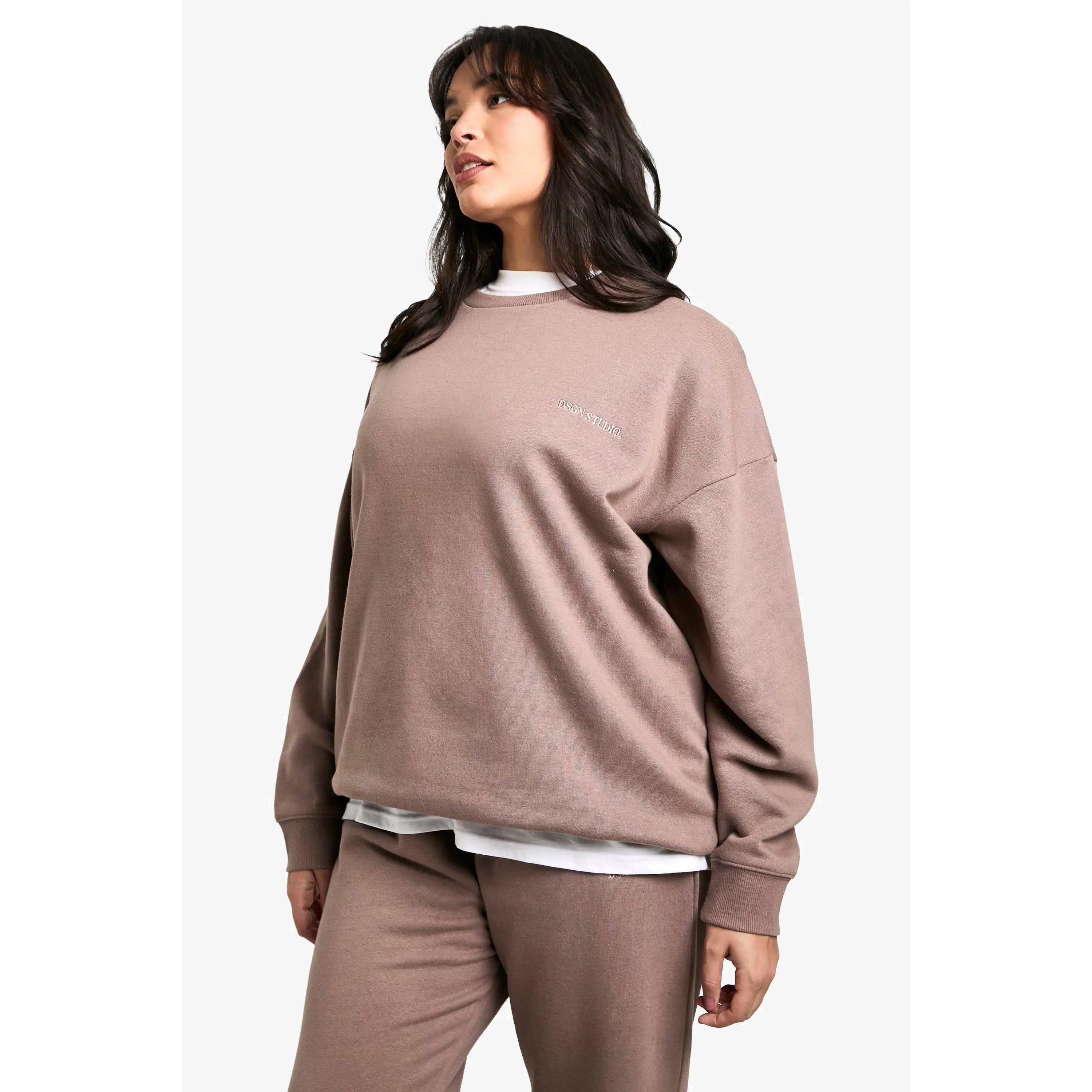 Plus DSGN Studio Embroidered Oversized Sweatshirt