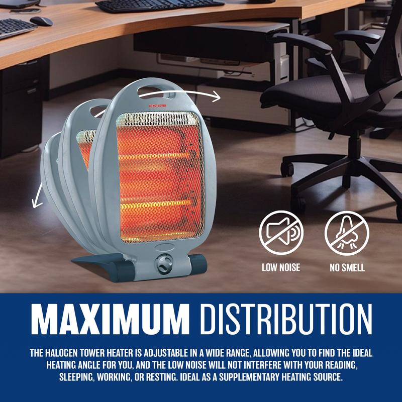 800W Halogen Heater - Instant Heat With Two Settings | Ideal For Winter - Home, Office, Living Room, Caravan, Garages | 2 Bars Quartz - Compact, Silent, Energy Saving Heater, Durable & Long Lasting 1