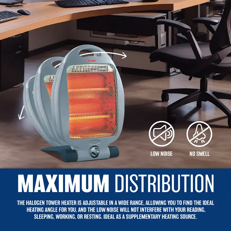 800W Halogen Heater - Instant Heat With Two Settings | Ideal For Winter - Home, Office, Living Room, Caravan, Garages | 2 Bars Quartz - Compact, Silent, Energy Saving Heater, Durable & Long Lasting 1