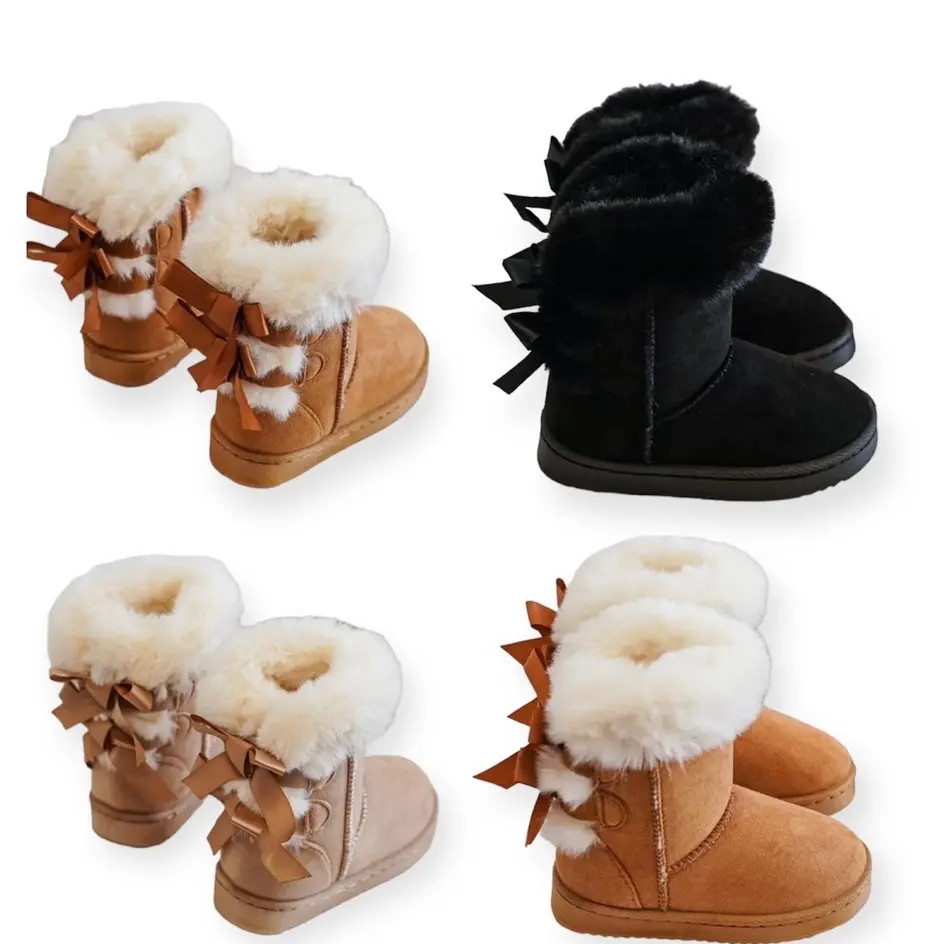 Ginger Ivy WINTER satin bow cosy faux fur boot for kids (recommended to size up), Kids Boots, Kids Winter Boots, 20231