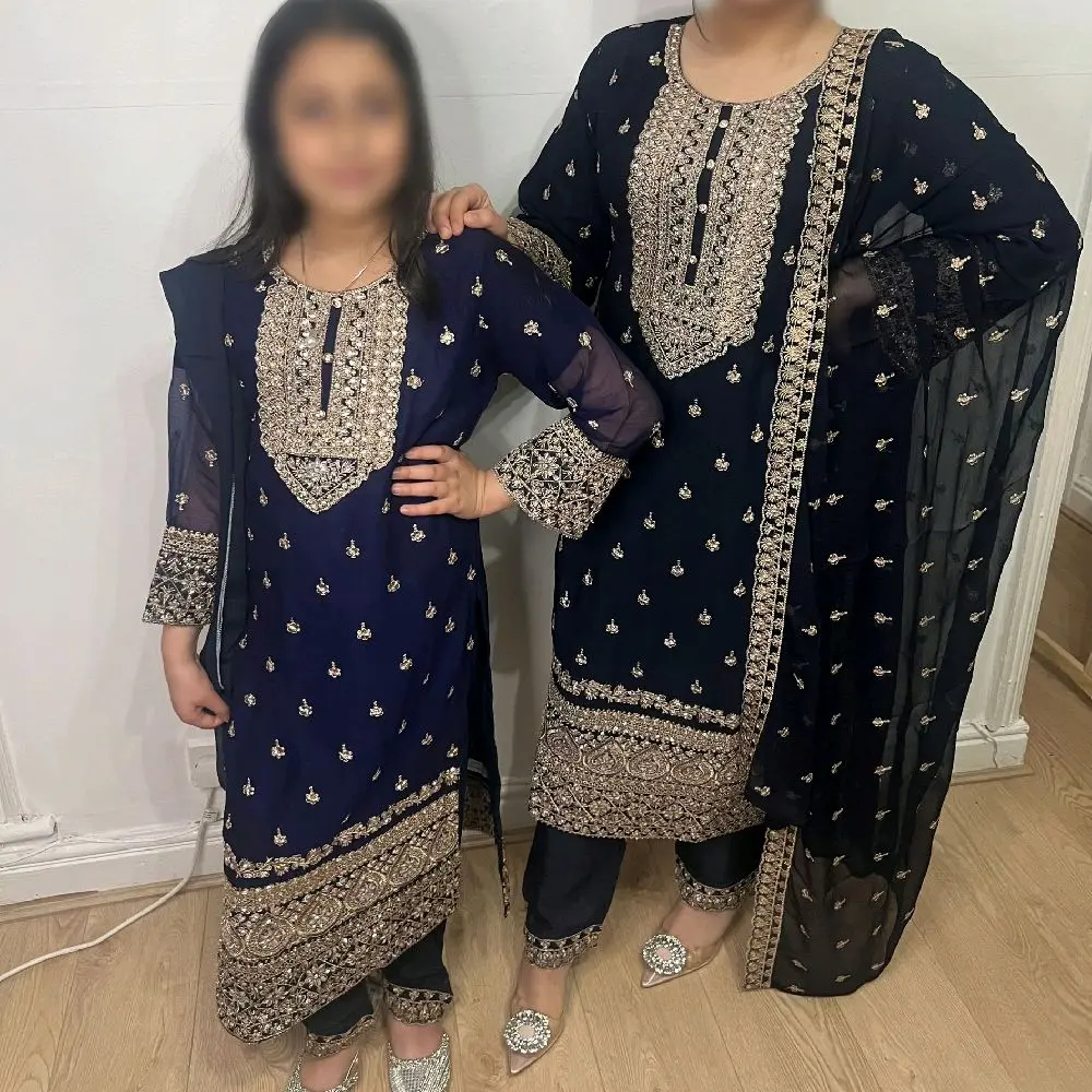 Mother & Daughter Eid Collection- Chiffon Suit With Trousers