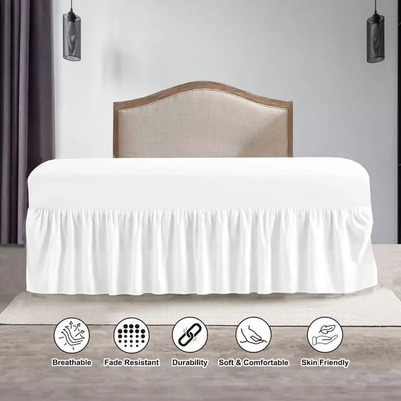 Easy Care Plain Dyed Polycotton Valance Sheet Super Soft Shrinkage Fade Resistant Frilled Valance Bed Skirts Extra Deep Fitted Valance Bed Sheets (White, Super King) 5