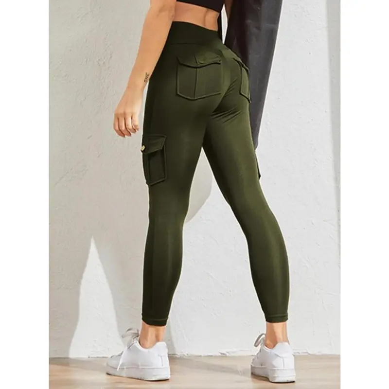 Women's Solid High Waist Pocket Leggings, Casual Comfy Skinny Pants for Workout Running, Women's Trousers Bottoms for Summer Spring Fall, Back To School Trousers, Jeans Leggings for Women, Hide Tummy Outfits Uk, Winter Outfits 2024, Balkan School Outfits 7