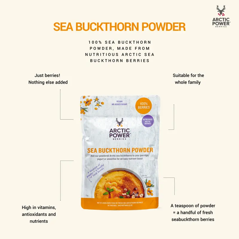 100% Sea Buckthorn Powder 70g - Superfood Berry Powder for Smoothies, Breakfast - Dietary, Wellness, Healthcare 6