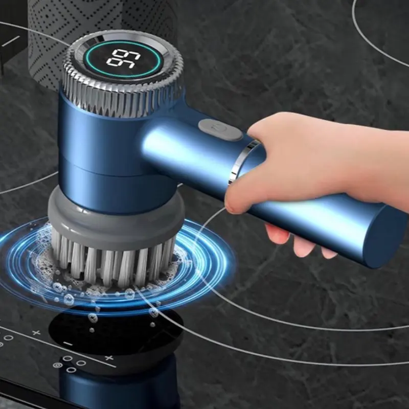 LED Electric Spin Scrubber With Brush/Heads - Powerful Handheld Cleaning Tool, Three Speed Machine, For Kitchen, Oven, Floor, Tiles, Cars, Daily Use, Best Christmas Gift scrubbing scrub 1