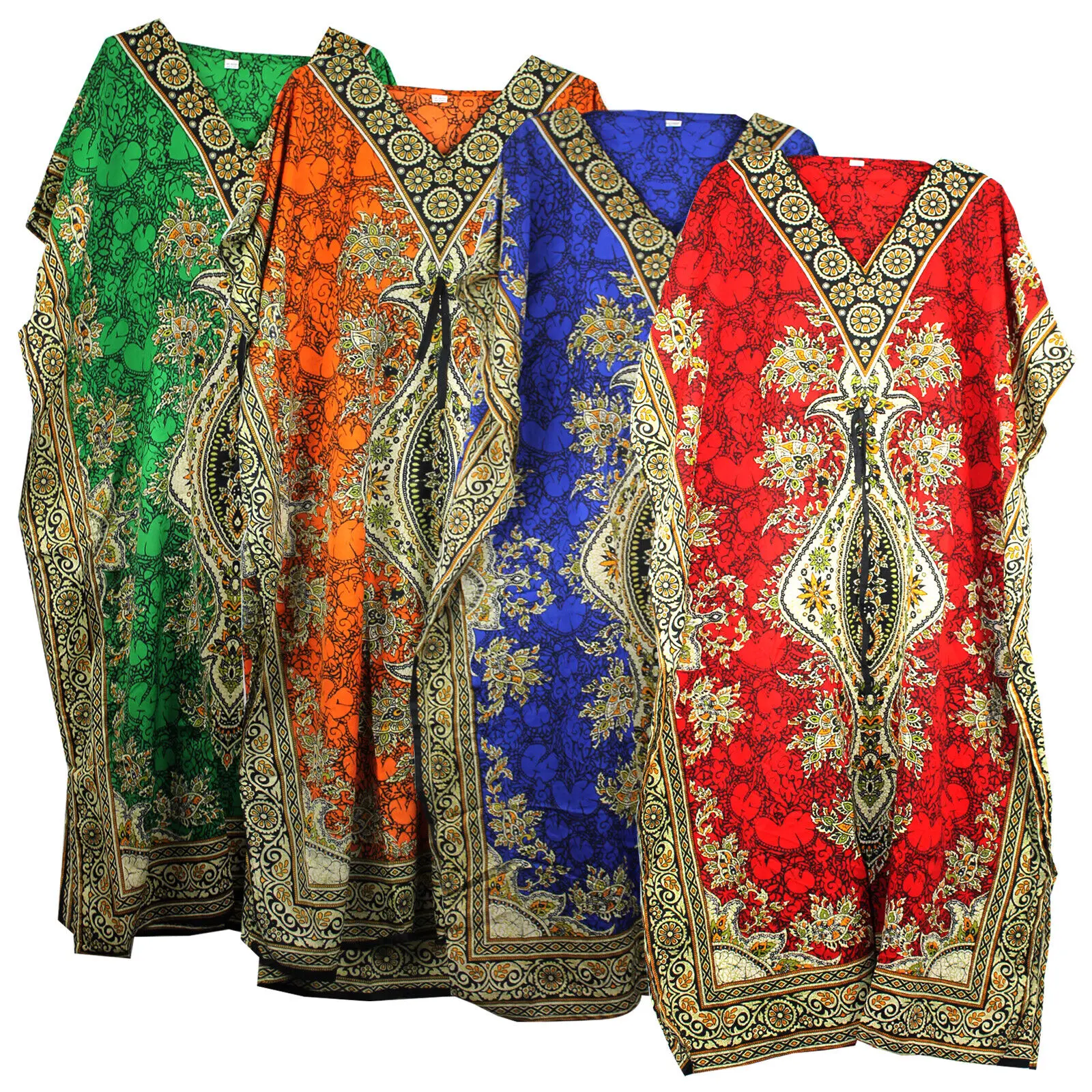 New Ladies Long Floral Printed Women Kaftan Dress Perfect For Summer Free Size Casual Casual V-Neck V-Neck Casual V-Neck V-Neck V-Neck Casual Womenswear Underwear
