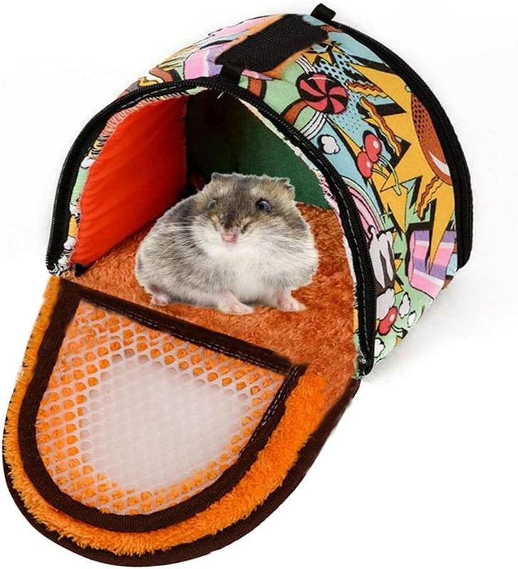 Small Animal Hamster Carrier, Portable Outgoing Bird Travel Cage Warm Zipper Breathable Guinea Pig Carry Cage For Rat Chinchilla 6