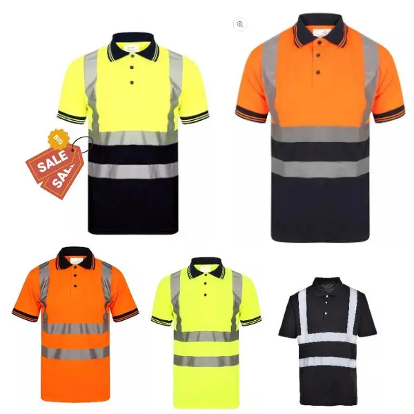 Short Sleeve Reflective Tape Work Shirt for Men | Comfortable & Professional Workwear Uniform