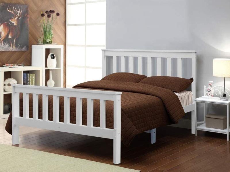 Pine Wooden Bed Frame 4Ft Small Double White Bed with Mattress Solid Wood Shaker Style Bed (200 X 130 X 82 cm) with Gel Memory Foam Mattress (190 X 120 X 24 cm) (4ft Bed Frame with Mattress) 3