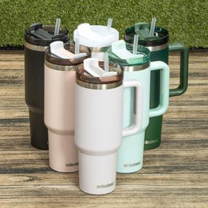 Milestone 40oz Stainless Steel  Tumbler with Straw, Handle & Lid / 6 Colours / Large Capacity Insulated Travel Mug for Cold or Hot Drinks Drinkware Flasks Portable