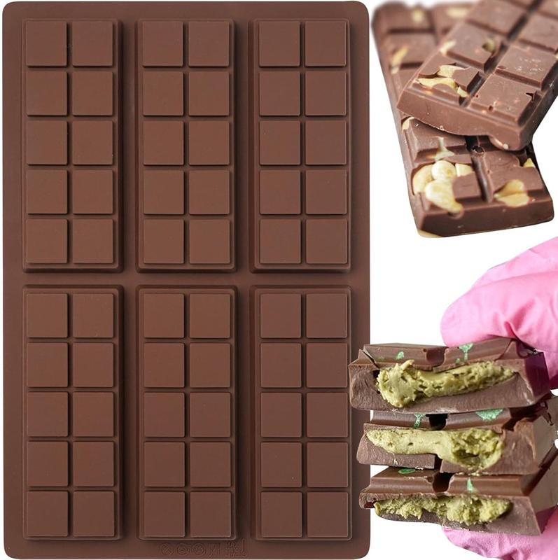 Silicone Chocolate Bar Mould Rectangle Sectional Snap Bar Wax Melts Candy Mold Birthday Flexible 0