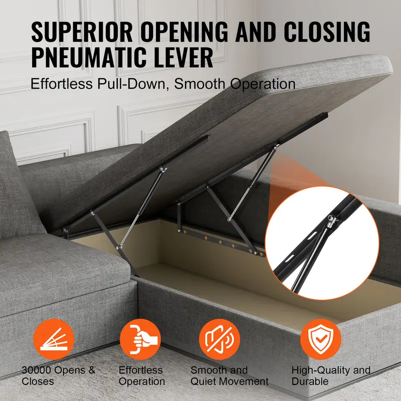VEVOR Bed Lift, 59x71 in Compatible Bed Size 154 lbs Load Bearing, DIY Wall Bed Mechanical Hardware Kit Vertical Deluxe, Pneumatic Lever Heavy Duty Bed Support, Folding Wall Bed for Guestroom 3