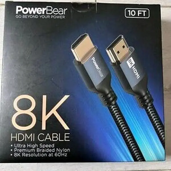 Powerbear 8K HDMI Cable - Premium Quality, 10ft/3m Length, 8K Resolution, 48Gbps Bandwidth - Digital, Protection, Projector