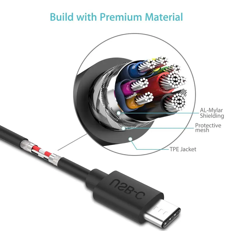 Type C Data Cable 1 Piece USB to Type C Fast Charging Cable, Universal Data Cable For Samsung, Huawei Xiaomi Devices Plastic TPU Waterproof Connection Waterproof TPU Plastic IDO type  Mobile Charger Electronic Plug fastcharging cable mobile charging 6