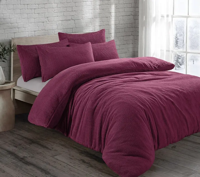 BRIT HOUSE TEDDY BEAR FUR SHERPA FLEECE DUVET COVER & PILLOWCASE/S BEDDING SET WINTER WARM COSY QUILT COVER BED LINEN SET PILLOW COVERS 8