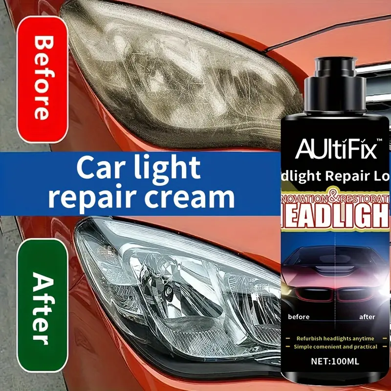 AULTIFIX Car Headlight Repair Cream, 100ml, Anti-Oxidation & Scratch Repair, PVC Plastic Polish, Universal Fit for Car Light Maintenance & Care 1