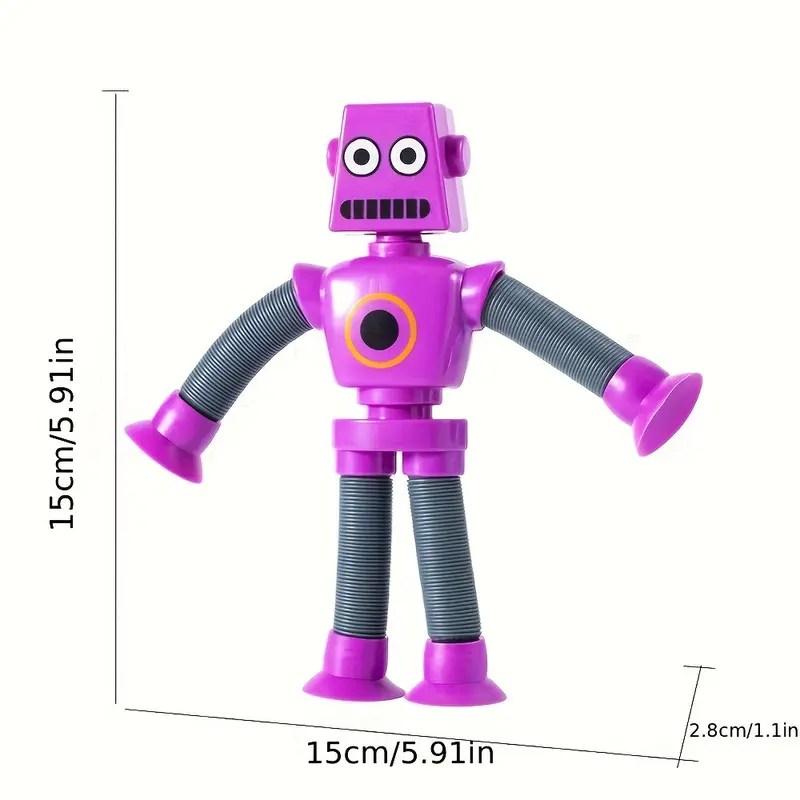 RISELDAJOR   4 Pieces of Telescopic Tubes: Portable and Multifunctional Cartoon Robot Stress-Relieving Toys. Suction-based Creative Sensory Toys for Cultivating Imagination and Creativity, DIY Interactive Toys, Ideal Easter Gifts and Also Great for Hallow 2