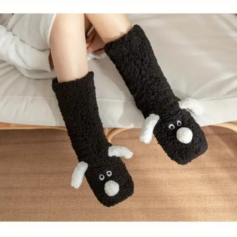 Cozy Cartoon Dog Winter Socks - Plush, Warm & Soft for Home Use, Non-Slip Floor Slipper Socks with Cute Animal Designs, for Winter, Autumn 5