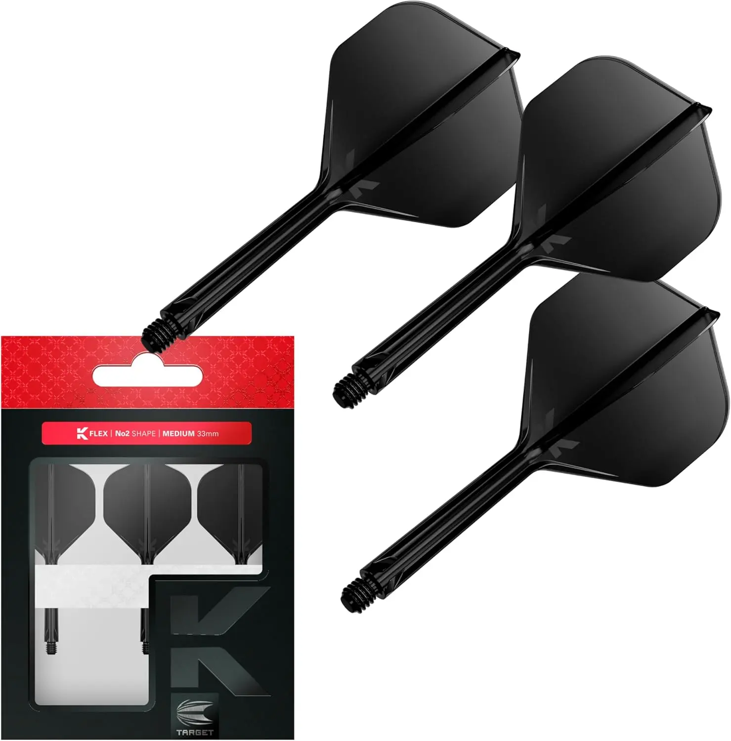 Target Darts K Flex Integrated Dart Flights And Shafts, No.2-Pack Of 3 K-Flex - No2, Kflex All In One Moulded Dart Flight & Stem Lengths: Short, Intermediate & Medium | Professional Dart Accessories
