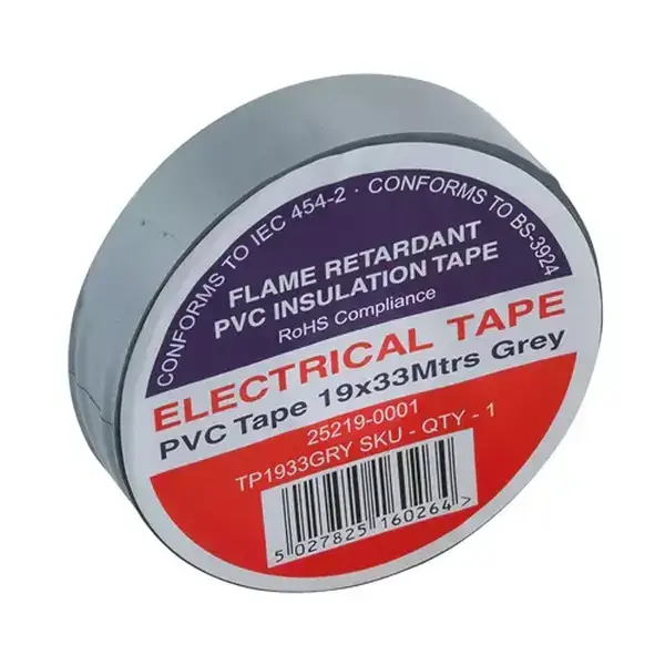 PREMIUM Electrical PVC Insulation Tape  GREY Flame Retardant 19mm x 33m Extra Long Greylock tapes