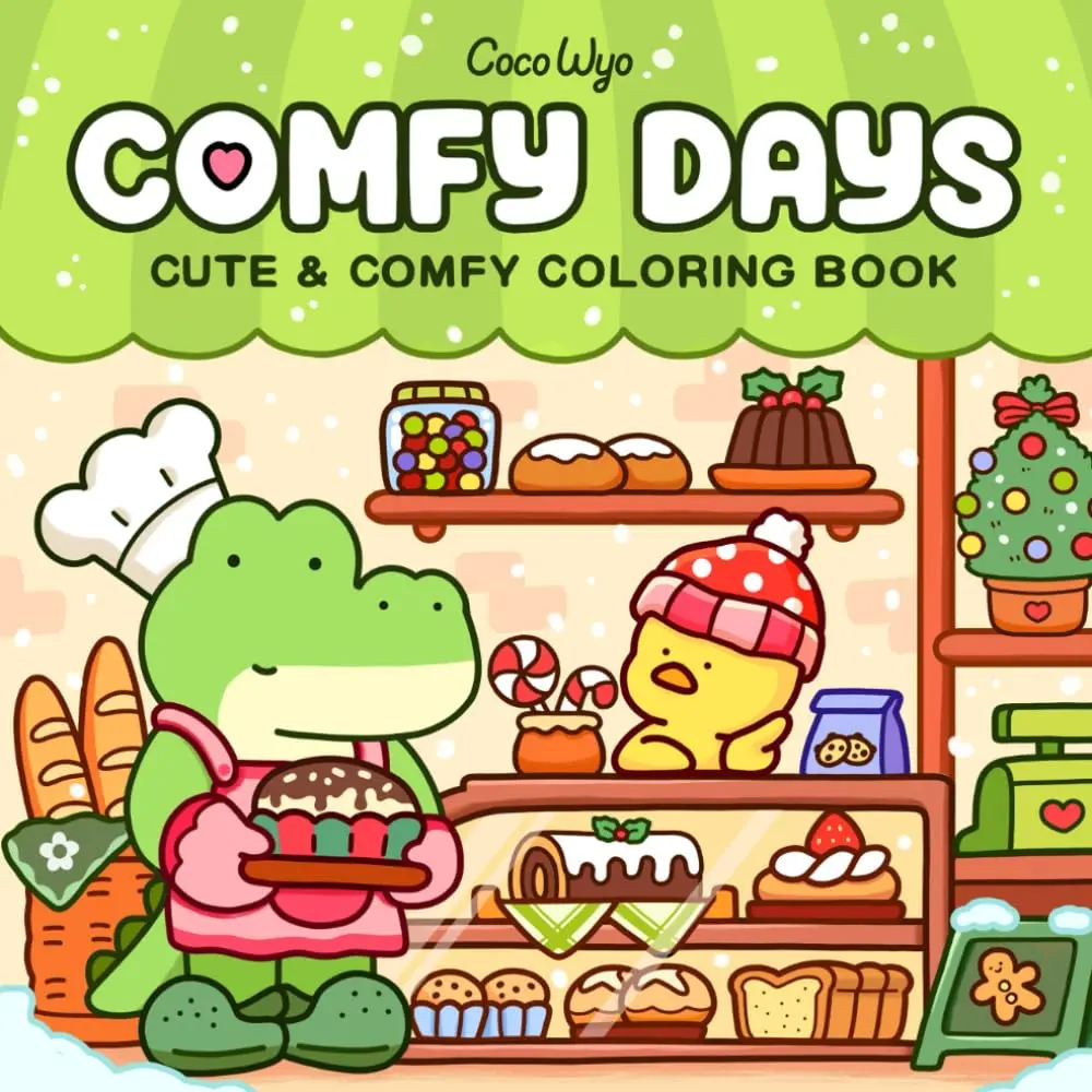 Comfy Days: Coloring Book for Adults and Teens Featuring Super Cute Animal Characters in Cozy Hygge Moments for Relaxation Paperback