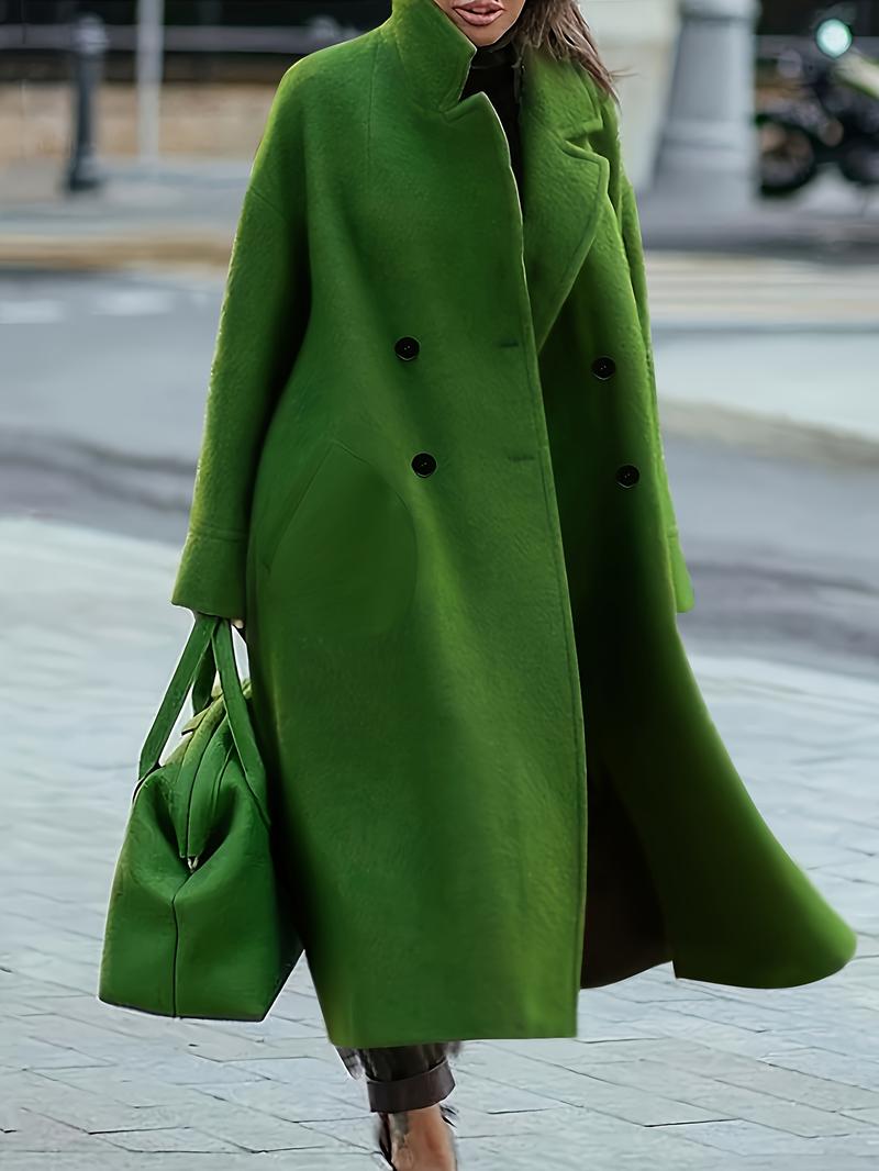 Product Introduction of Elegant Thermal Double-Breasted Lapel Coat - Soft, Warm, and Chic Long Sleeve Midi Length Design for Fall and Winter - Women's Stylish Clothing for Cold Weather 6