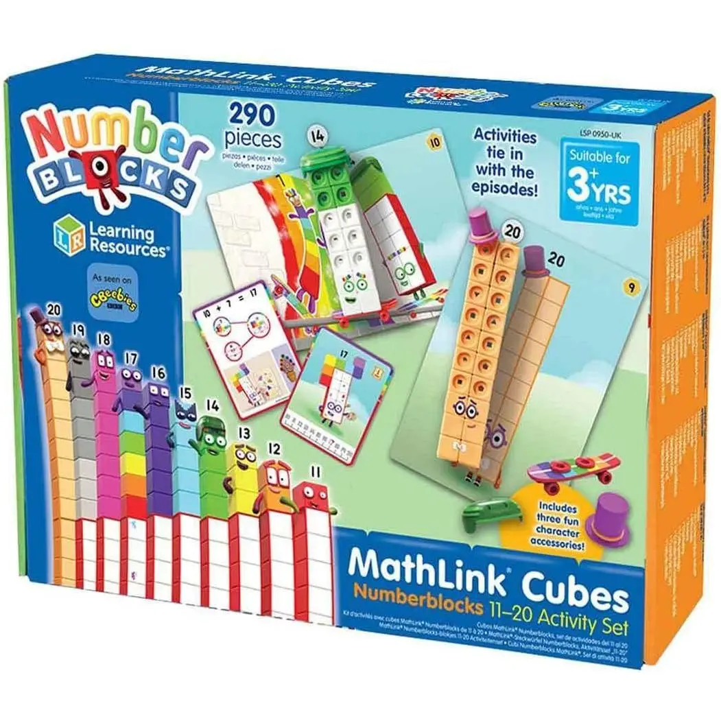 Learning Resources MathLink Cubes Numberblocks 11-20 Activity Set, 30 Activities Linked to TV Episodes, 155 Cubes & More, Ages 3+,27 x 20.5 x 5.6 centimeters