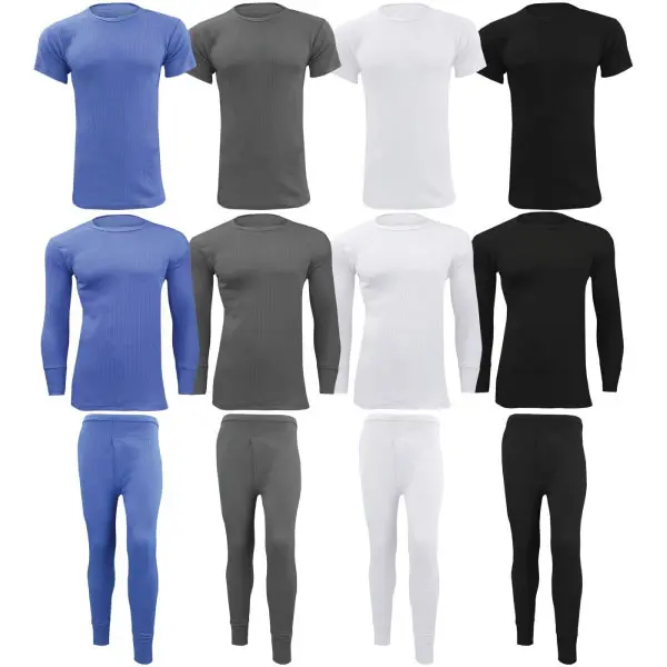 Men's Thermal Long Johns Top T Shirt Bottom Trouser Underwear Set Full Sleeve Lot breathable fabric