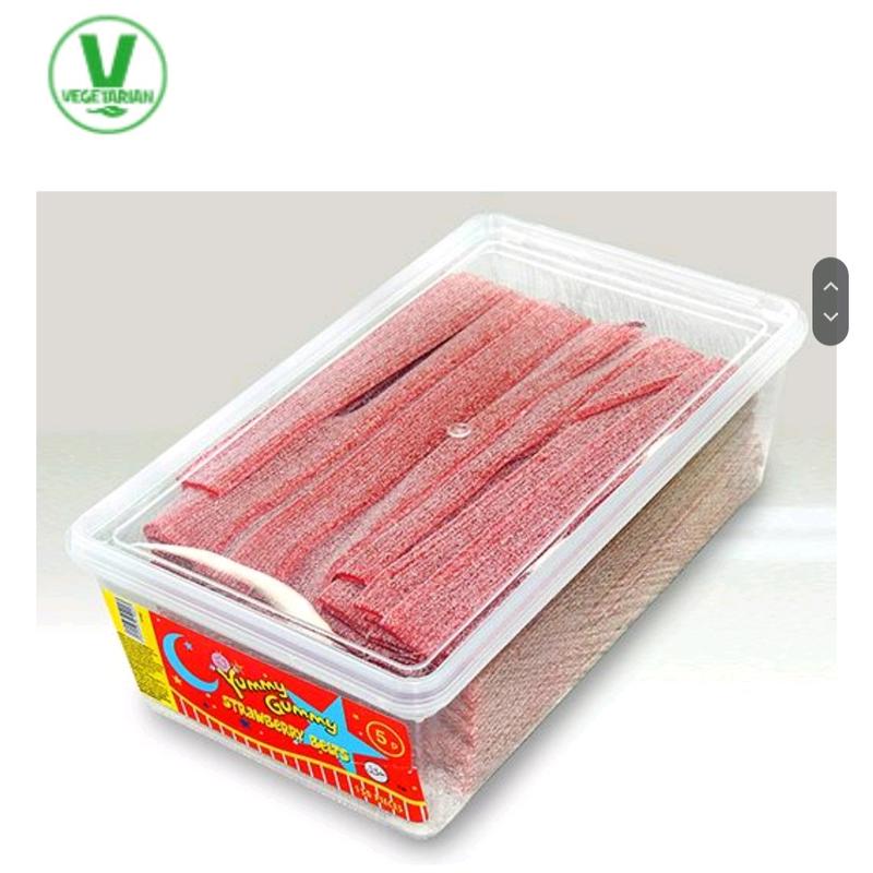 YUMMY GUMMY FIZZY BELTS TUBS(120 PIECES). SUITABLE FOR VEGETARIANS. HALAL. AVAILABLE IN BLUE RASPBERRY FLAVOR 2