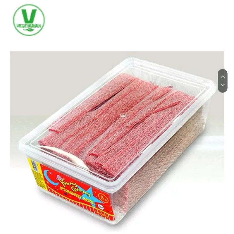 YUMMY GUMMY FIZZY BELTS TUBS(120 PIECES). SUITABLE FOR VEGETARIANS. HALAL. AVAILABLE IN BLUE RASPBERRY FLAVOR 2