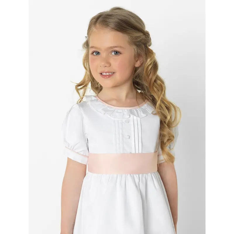 White & pink flower girls dress - Rachel 2