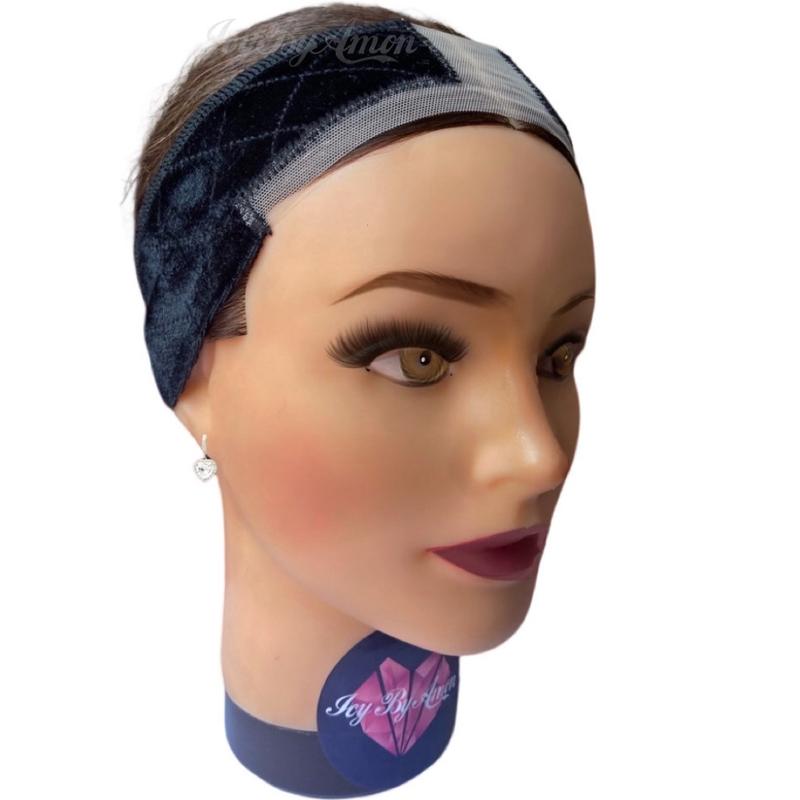 ICYBYAMON Lace Wig Grip Band For Lace Wigs and Frontals, Reinforced Swiss Lace Velvet Band Adjustable Velcro Band 7