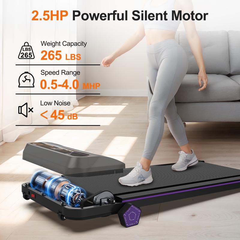 Walking  Pad Treadmill for Home Gym Fitness - 5-Level Manual Incline Adjustment, Compact Running Deck, Bluetooth Connectivity 5