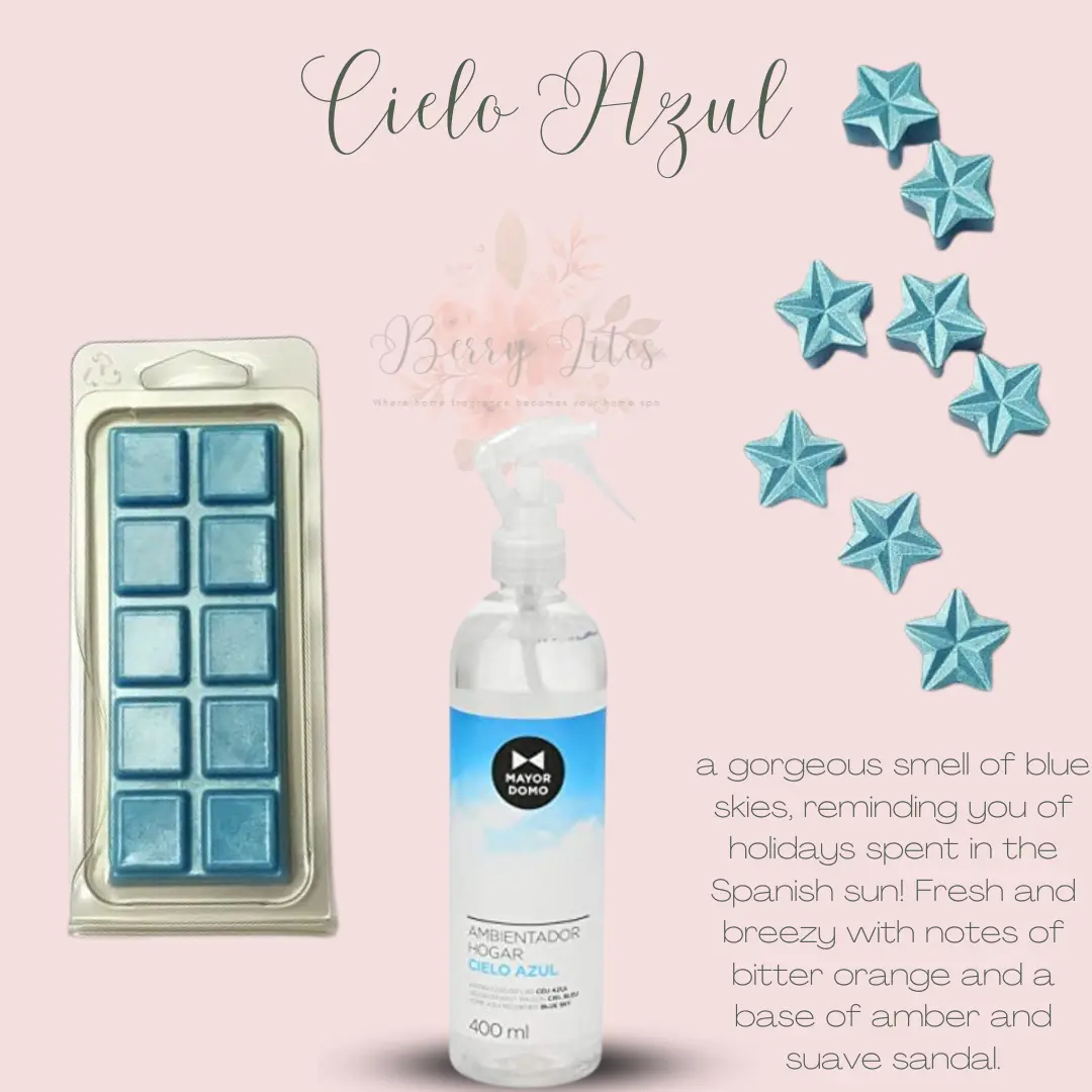 Ceilo Azul melts, Spanish Cleaning scents, Luxury Wax melts, cleaning, snap bar, handmade, spanish inspired, home fragrance, berry lites wax