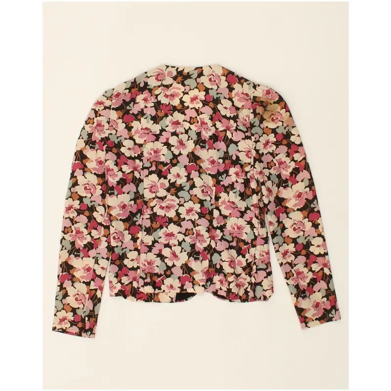 Pre-Owned VINTAGE Womens 4 Button Blazer Jacket IT 36 XS Pink Floral Triacetate 2