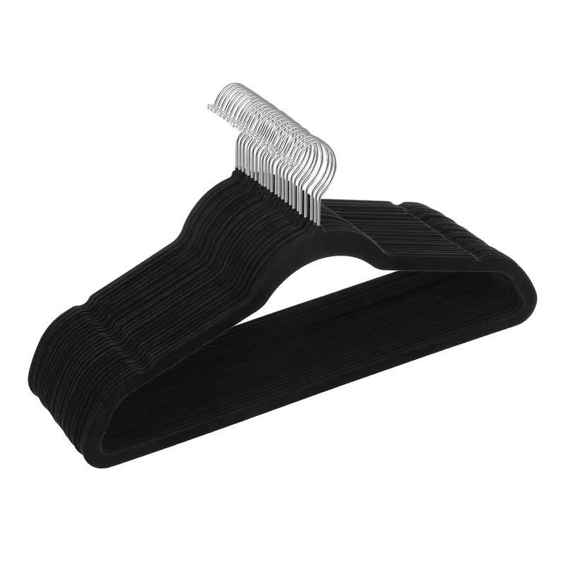 Pack of 10 Velvet Hangers, Velvet Flock 2 with Non-Slip and 360 degree hook, Coats, jackets Hanging Organiser Plastic Adjustable coathanger 2