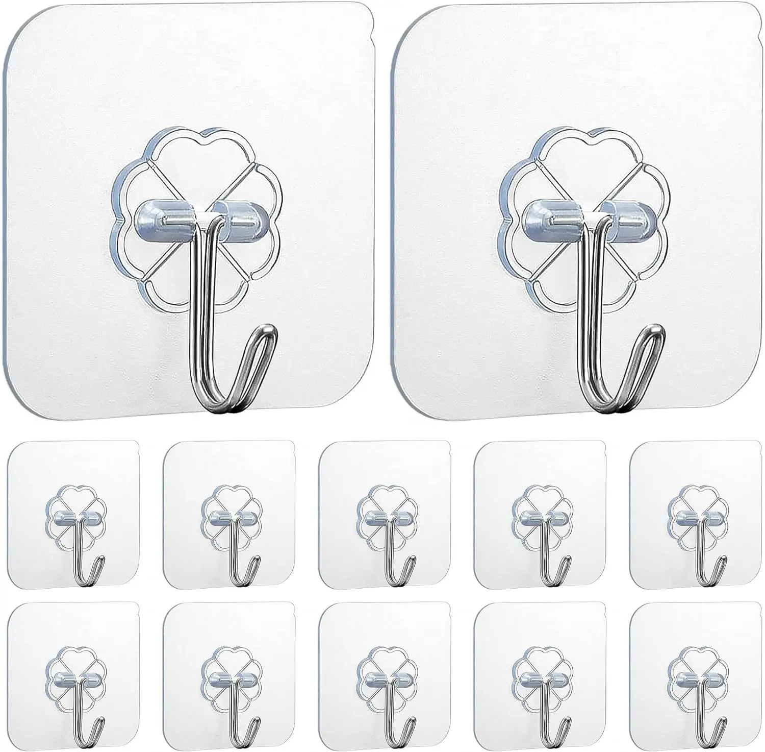 Self Adhesive Strong Sticky Hooks Heavy Duty Wall Seamless Transparent UK - Perfect for Home Organization Ceramic Metal Organiser Plastic Smooth Wood Paint Towels Wooden Hangers Hangable
