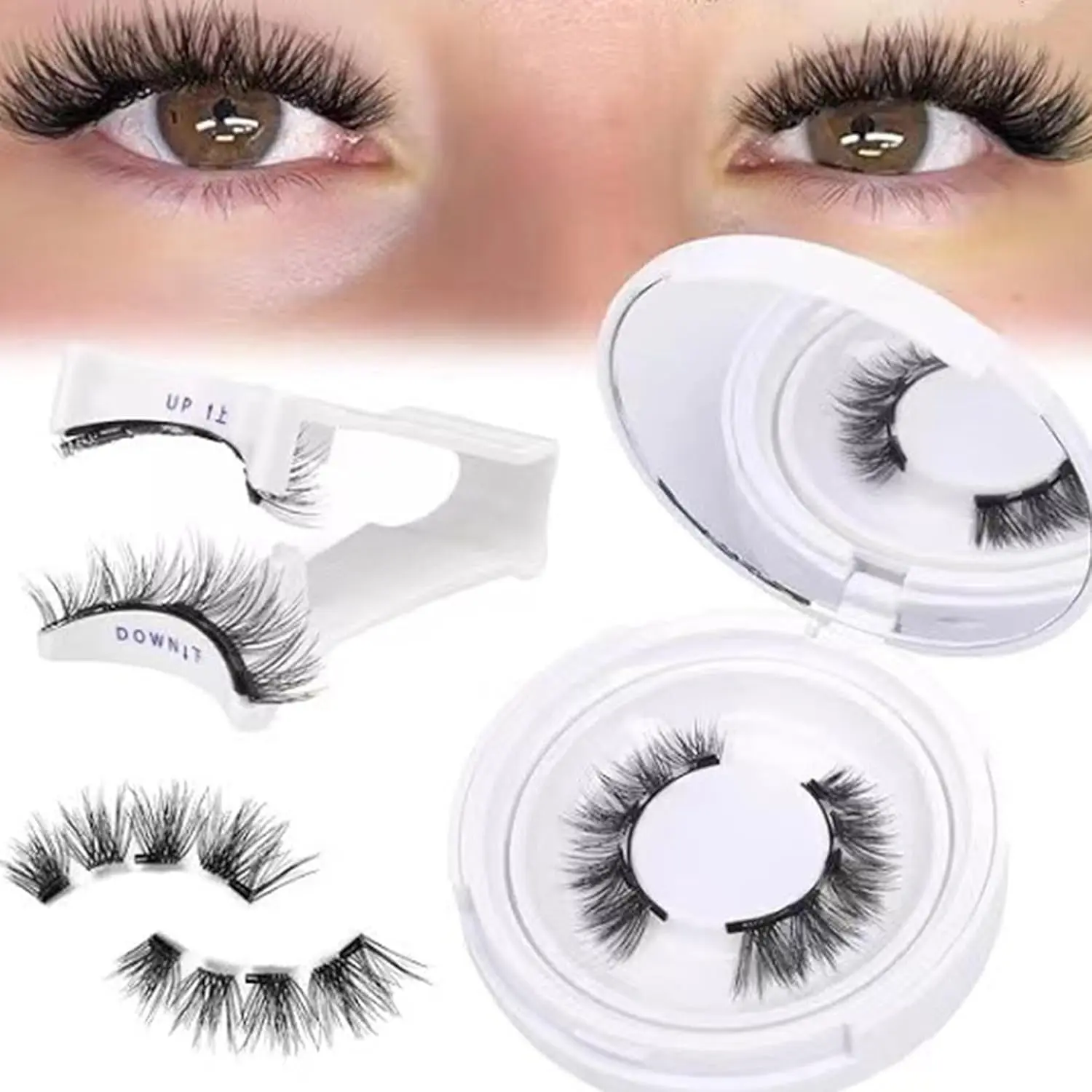 2Pairs Magnetic Lashes Set with Applicator - Natural Look, Reusable and Easy to Put On - Eyelashes, Makeup