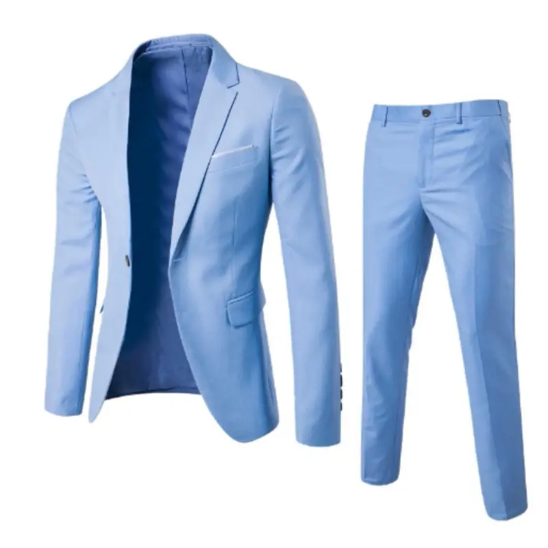 Men's 2-piece suit slim fit business suit jacket casual jacket long pants Menswear Overalls Underwear Formal Human Formal Wear Beige Plain Long Sleeve Wetsuit