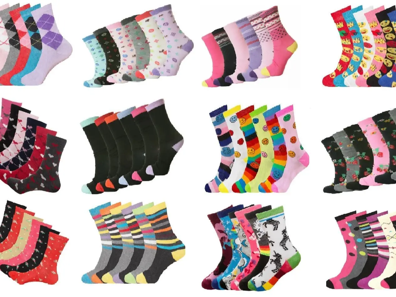 3-12 Pairs Ladies Womens Novelty Design Socks Retro Cotton Blend Designer Adults