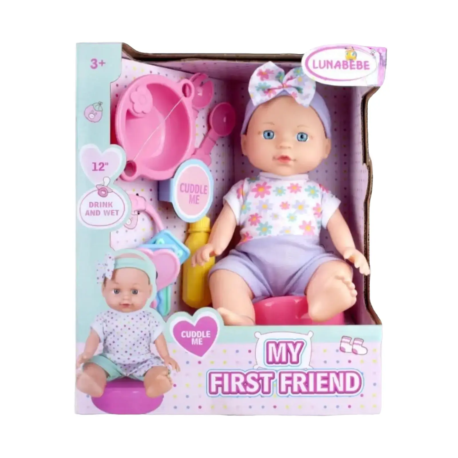 Aafan Multicolor Baby Doll Set with Realistic Features, Crafted from Quality Plastic for Children 3-4 Years Old