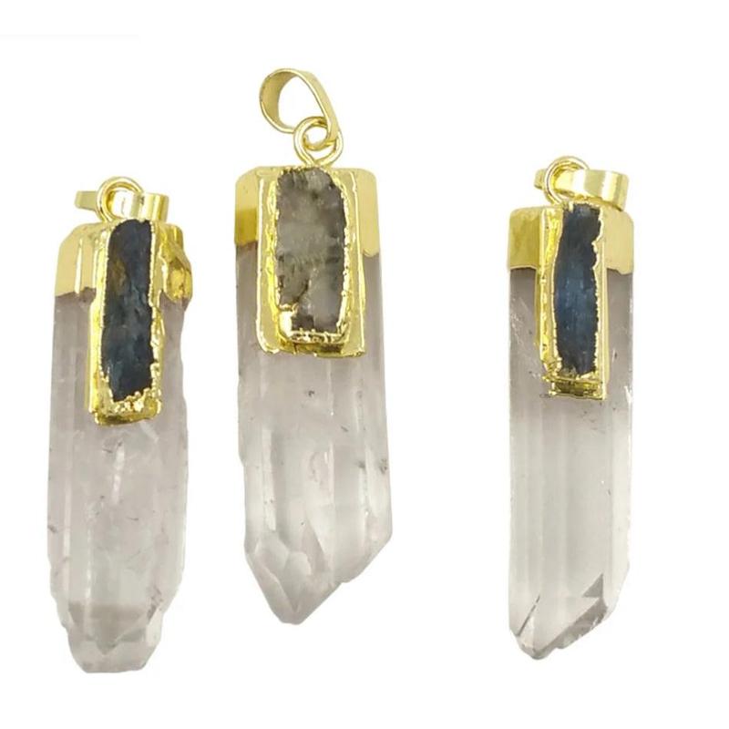 Sabrina Clear Quartz Pendant Women's Necklace with Aquamarine Touch 6