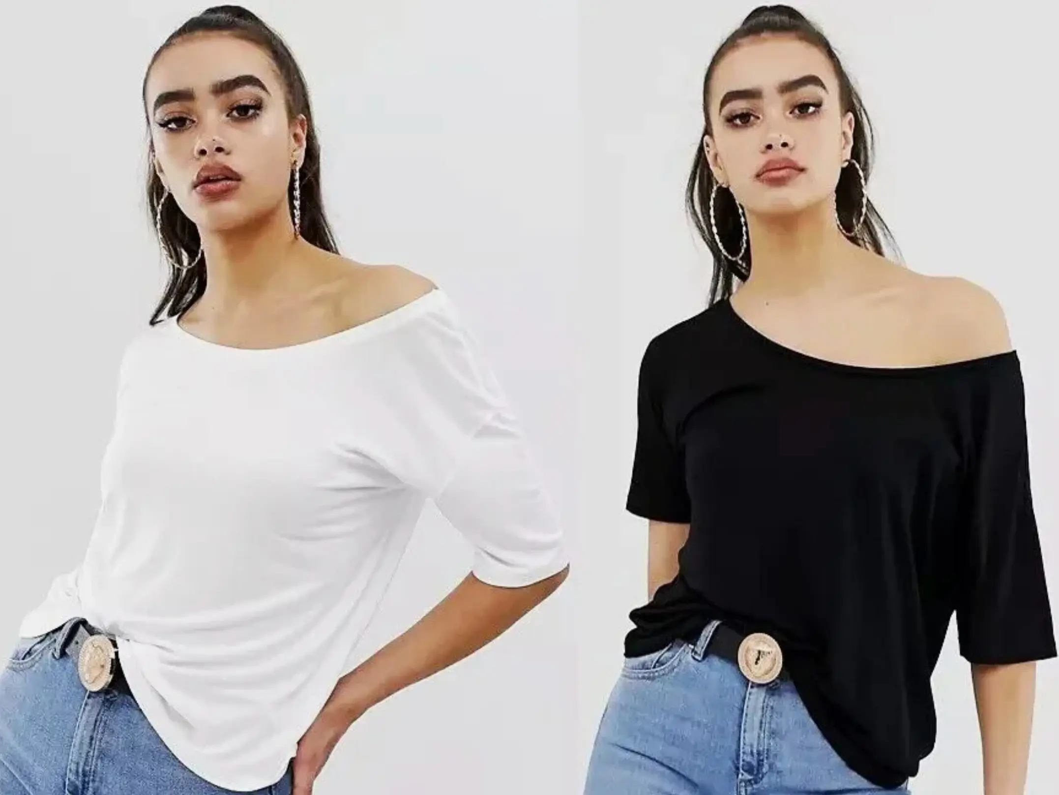 Ladies Women Off Shoulder Plain T Shirt Neck Oversized Ladies Baggy Top Bardot Basic Casual Shortsleeve Jersey Fabric Cotton Tshirt Womenswear Comfortable Fashion Fit