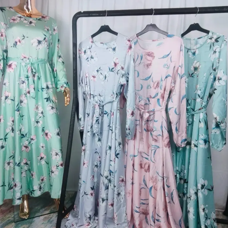 Women's Elegant Floral Belted Dresses - Casual Womenswear
