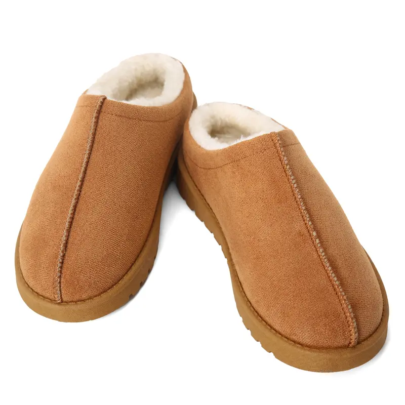 Ready Salted Autumn Winter Warm SuedeBraided Outdoor Slippers Fashion GenuineLeather Fluffy Fur Lining Shoes for AutumnWinter Flat Sole and Platform Sole 2 StylesOptional 4
